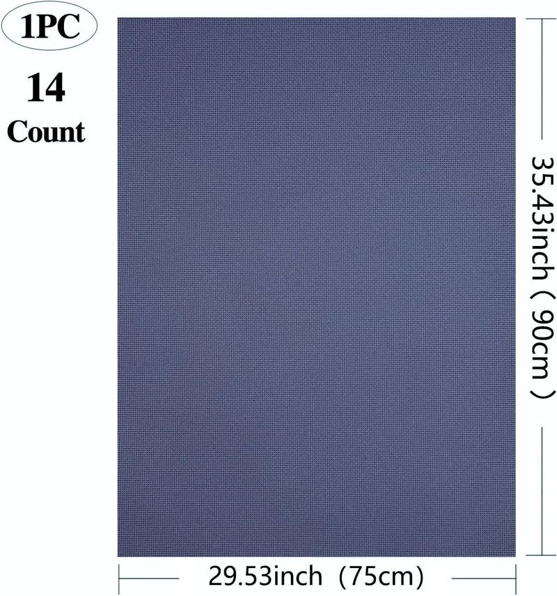 Zhenqing Premium Dark Blue Aida Cloth Cross Stitch Fabric - 14 Count, DarkBlue,30x35inch (75x90 cm) - Cotton for Embroidery & Needlework Projects - Image 3